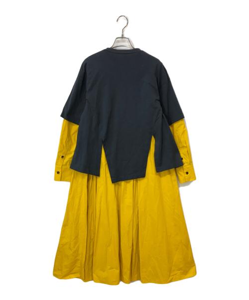 ENFOLD（エンフォルド）ENFOLD (エンフォルド) クラッシック天竺 T SHIRTレイヤードDRESS ネイビー×イエロー サイズ:38の古着・服飾アイテム