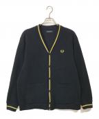 FRED PERRYフレッドペリー）の古着「TIPPED PIQUE TEXTURE CARDIGAN」｜ネイビー