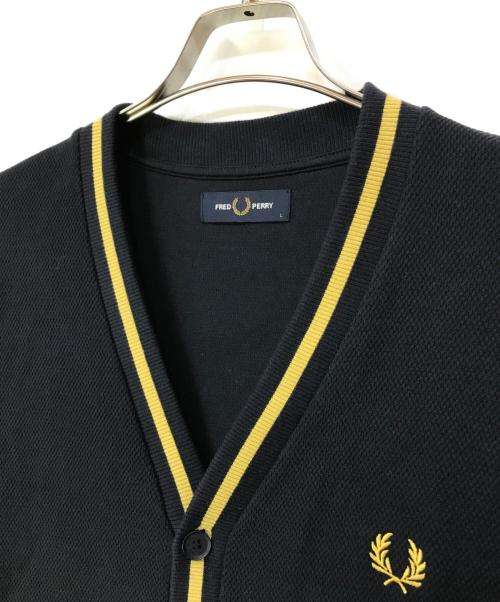 FRED PERRY（フレッドペリー）FRED PERRY (フレッドペリー) TIPPED PIQUE TEXTURE CARDIGAN ネイビー サイズ:Lの古着・服飾アイテム