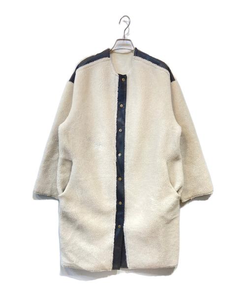 allureville（アルアバイル）allureville (アルアバイル) リバーシブルノーカラーボアコート ホワイト サイズ:2の古着・服飾アイテム