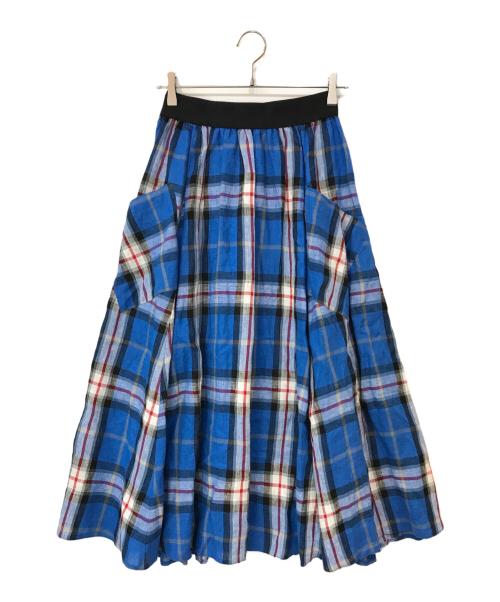 O'NEIL OF DUBLIN（オニールオブダブリン）O'NEIL OF DUBLIN (オニールオブダブリン) リネンチェックスカート ブルー サイズ:Fの古着・服飾アイテム