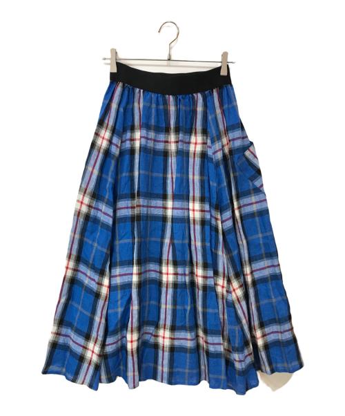 O'NEIL OF DUBLIN（オニールオブダブリン）O'NEIL OF DUBLIN (オニールオブダブリン) リネンチェックスカート ブルー サイズ:Fの古着・服飾アイテム