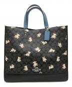 COACHコーチ）の古着「Dempsey Tote Bag 40 In Signature Canvas With Happy Dog Print 2WAYショルダーバッグ」｜ブラック