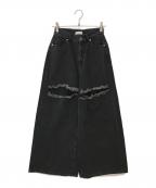 ALENCYアレンシー）の古着「ダメージ加工ワイドデニムパンツ」｜ブラック