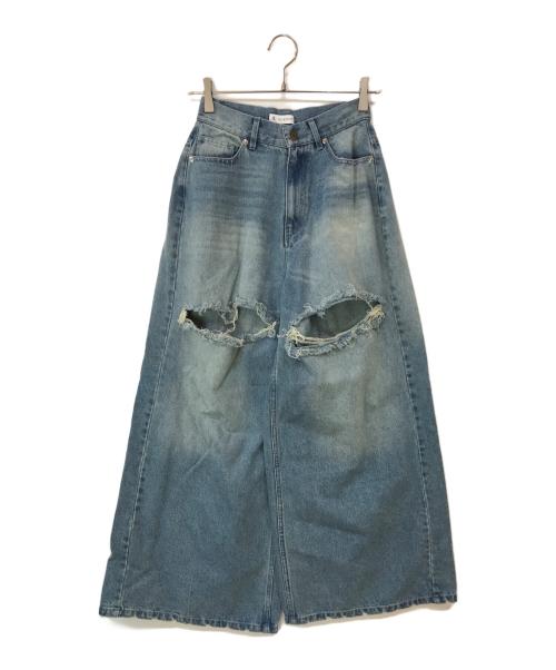 ALENCY（アレンシー）ALENCY (アレンシー) ダメージ加工ワイドデニムパンツ インディゴ サイズ:Sの古着・服飾アイテム