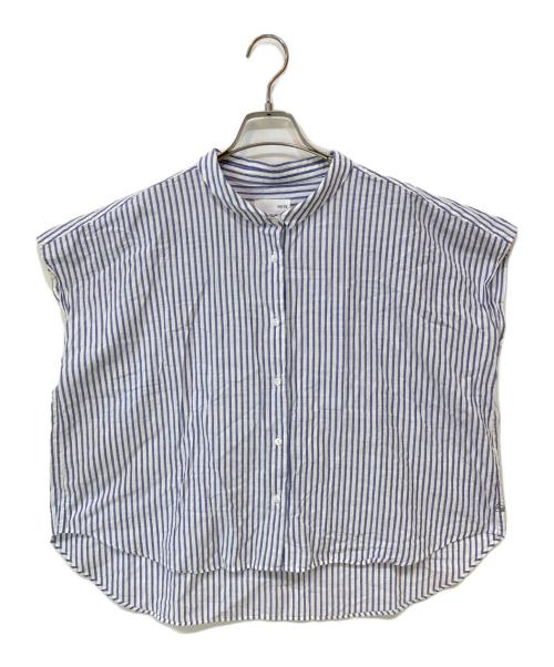 HUIS（ハウス）HUIS (ハウス) 空羽コードレーンフレンチスリーブワイドブラウス ブルー サイズ:Fの古着・服飾アイテム