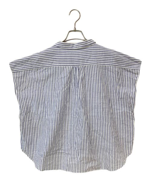 HUIS（ハウス）HUIS (ハウス) 空羽コードレーンフレンチスリーブワイドブラウス ブルー サイズ:Fの古着・服飾アイテム