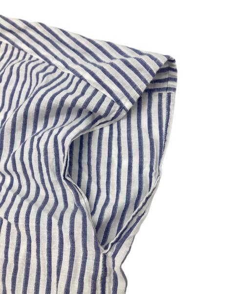 HUIS（ハウス）HUIS (ハウス) 空羽コードレーンフレンチスリーブワイドブラウス ブルー サイズ:Fの古着・服飾アイテム