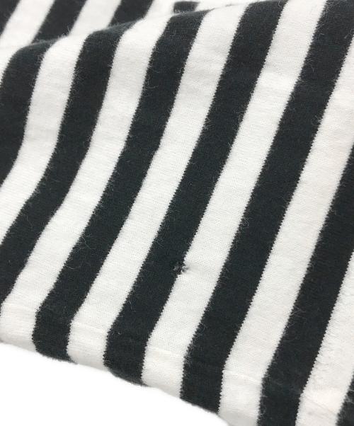 PLAY COMME des GARCONS（プレイコムデギャルソン）PLAY COMME des GARCONS (プレイ コムデギャルソン) ワンポイント・レッド・ハート ロングボーダーTシャツ ホワイト×ブラック サイズ:XLの古着・服飾アイテム