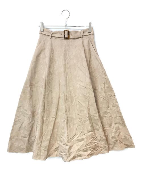 Tnewties（トゥエンティーズ）Tnewties (トゥエンティーズ) ベルト付属ハイウエストフレアスカート ベージュ サイズ:Lの古着・服飾アイテム