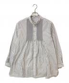 KUONクオン）の古着「Reversible Pleated Shirt」｜ホワイト×グレー