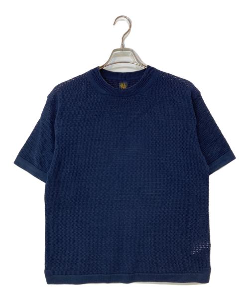 BATONER（バトナ―）BATONER (バトナ―) men SUMMER KNIT CREW NECK SHORT SLEEVE ネイビー サイズ:2の古着・服飾アイテム