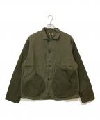 KAPITALキャピタル）の古着「リネンチノクロス×ギャバリンゴマンカバーオール」｜カーキ