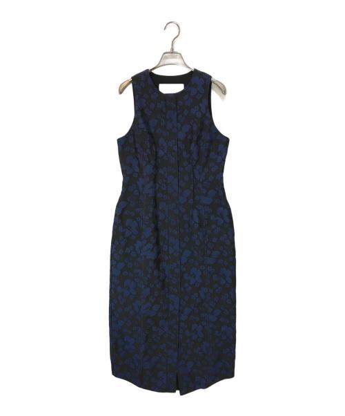 LE CIEL BLEU（ルシェルブルー）LE CIEL BLEU (ルシェルブルー) Flower Jacquard Dress ブラック×ブルー サイズ:38の古着・服飾アイテム