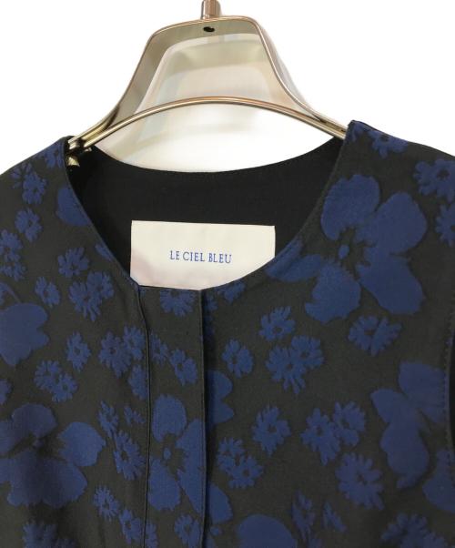 LE CIEL BLEU（ルシェルブルー）LE CIEL BLEU (ルシェルブルー) Flower Jacquard Dress ブラック×ブルー サイズ:38の古着・服飾アイテム