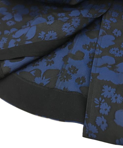 LE CIEL BLEU（ルシェルブルー）LE CIEL BLEU (ルシェルブルー) Flower Jacquard Dress ブラック×ブルー サイズ:38の古着・服飾アイテム