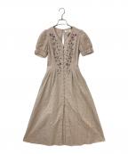 HER LIP TOハーリップトゥ）の古着「TieFront Embroidery Dress」｜ベージュ