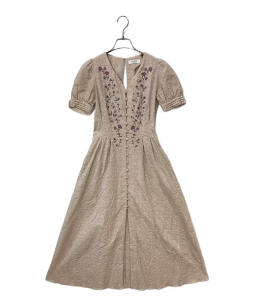 HER LIP TO（ハーリップトゥ）HER LIP TO (ハーリップトゥ) TieFront Embroidery Dress ベージュ サイズ:Sの古着・服飾アイテム