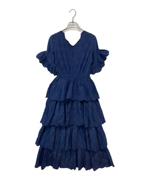 TSURU by MARIKO OIKAWA（ツルバイマリコオイカワ）TSURU by MARIKO OIKAWA (ツルバイマリコオイカワ) コットンティアード レースワンピース ネイビー サイズ:Fの古着・服飾アイテム