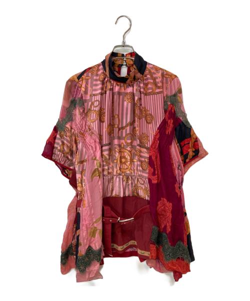 sacai（サカイ）sacai (サカイ) 17SS 再構築プルオーバーブラウス レッド サイズ:不明の古着・服飾アイテム