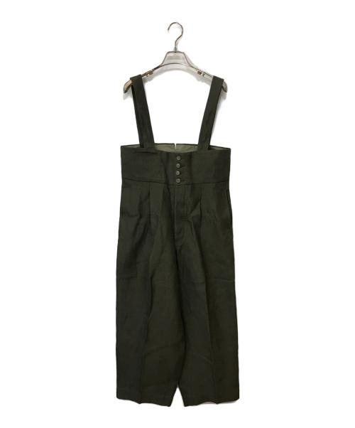 HAVERSACK（ハバーサック）HAVERSACK (ハバーサック) リネンジャンプスーツ グリーンの古着・服飾アイテム