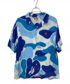 A BATHING APEア ベイシング エイプ）の古着「ABC CAMO OPEN COLLAR SHIRT」｜ブルー