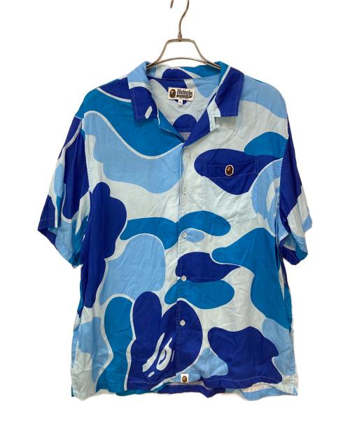 A BATHING APE（ア ベイシング エイプ）A BATHING APE (ア ベイシング エイプ) ABC CAMO OPEN COLLAR SHIRT ブルー サイズ:XLの古着・服飾アイテム