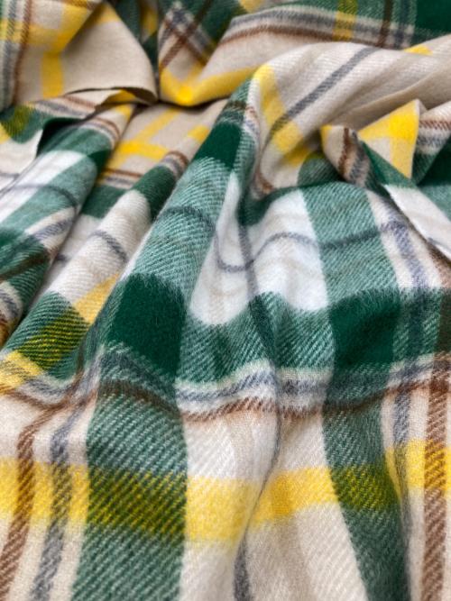 JOSHUA ELLIS（ジョシュア エリス）Joshua Ellis (ジョシュア エリス) カシミヤチェックマフラー ベージュ×グリーン サイズ:-の古着・服飾アイテム