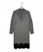 GRACE CONTINENTAL（グレースコンチネンタル）の古着「レイヤードレースニットワンピース」｜グレー