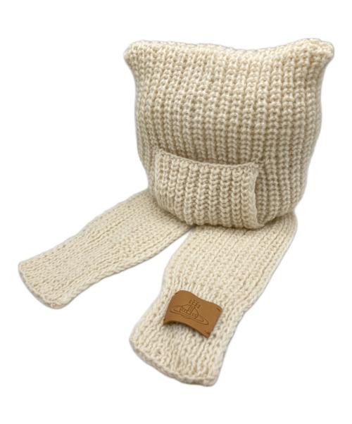 Vivienne Westwood（ヴィヴィアンウエストウッド）Vivienne Westwood (ヴィヴィアンウエストウッド) キャットイヤーフラップニットニット帽 ホワイト サイズ:-の古着・服飾アイテム