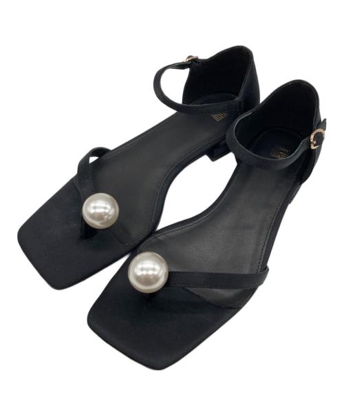 toteme（トーテム）toteme (トーテム) スクエアトゥーパールパンプス ブラック サイズ:35の古着・服飾アイテム