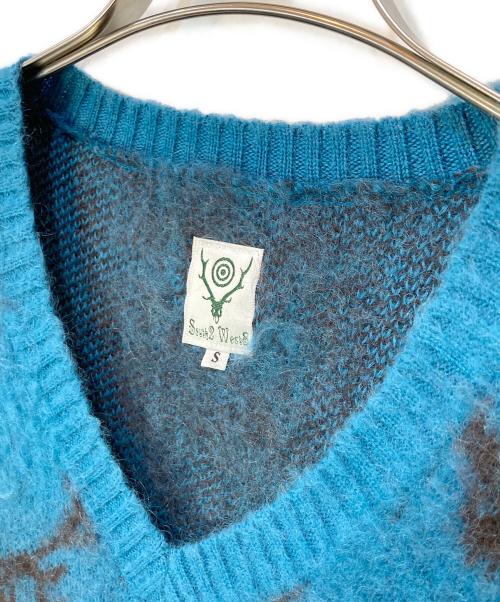 South2 West8（サウスツー ウエストエイト）South2 West8 (サウスツー ウエストエイト) Loose Fit V Neck Sweater ブルー サイズ:Sの古着・服飾アイテム