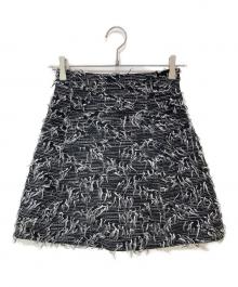 Mystrada（マイストラーダ）の古着「フリンジジャガードミニスコート」｜ブラック