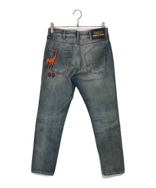 GUCCI（グッチ）GUCCI (グッチ) アニマル刺繍デニムパンツ インディゴ サイズ:30の古着・服飾アイテム