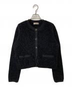 JUSGLITTYジャスグリッティー）の古着「フェザーニットカーディガン」｜ブラック