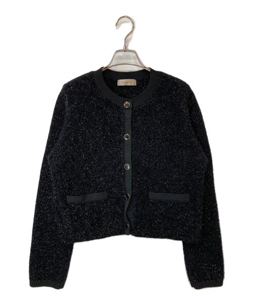 JUSGLITTY（ジャスグリッティー）JUSGLITTY (ジャスグリッティー) フェザーニットカーディガン ブラック サイズ:2の古着・服飾アイテム