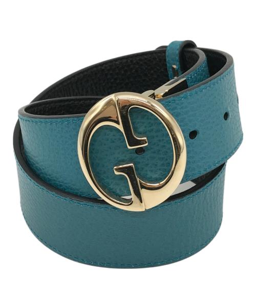 GUCCI（グッチ）GUCCI (グッチ) GGロゴ リバーシブルベルト ブラック×ブルー サイズ:70・28の古着・服飾アイテム