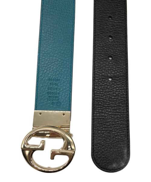 GUCCI（グッチ）GUCCI (グッチ) GGロゴ リバーシブルベルト ブラック×ブルー サイズ:70・28の古着・服飾アイテム