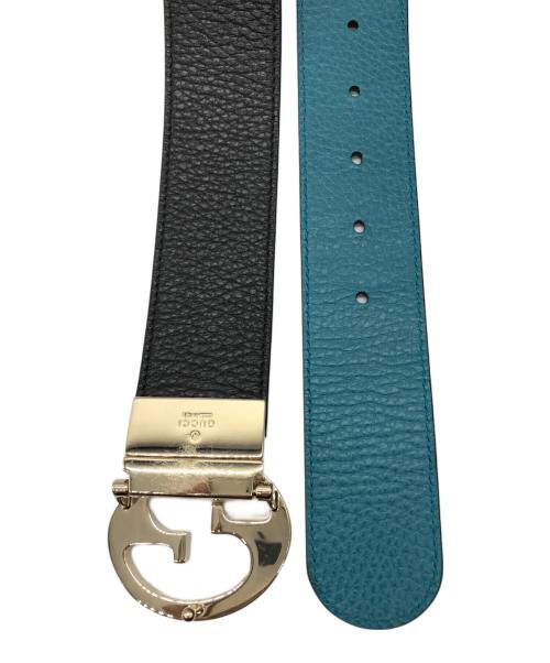 GUCCI（グッチ）GUCCI (グッチ) GGロゴ リバーシブルベルト ブラック×ブルー サイズ:70・28の古着・服飾アイテム