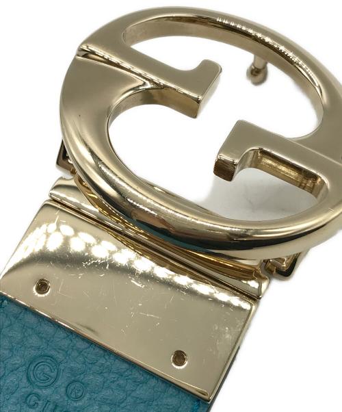 GUCCI（グッチ）GUCCI (グッチ) GGロゴ リバーシブルベルト ブラック×ブルー サイズ:70・28の古着・服飾アイテム