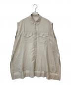 Nobleノーブル）の古着「2WAYブライトローンテントフレアシャツ」｜ベージュ