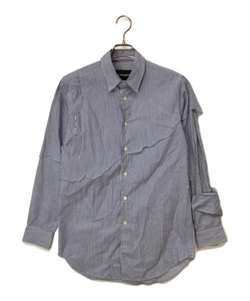 YUKI HASHIMOTO（ユウキハシモト）YUKI HASHIMOTO (ユウキハシモト) LAYERED DESTROY SHIRTS ホワイト×ブルー サイズ:44の古着・服飾アイテム