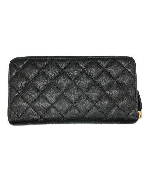 CHANEL（シャネル）CHANEL (シャネル) マトラッセ キャビアスキン クラシックロングジップウォレット ブラック サイズ:-の古着・服飾アイテム