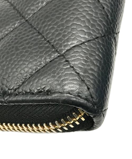 CHANEL（シャネル）CHANEL (シャネル) マトラッセ キャビアスキン クラシックロングジップウォレット ブラック サイズ:-の古着・服飾アイテム
