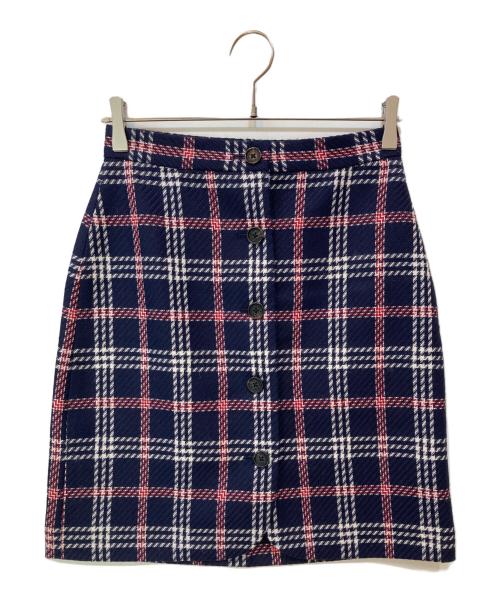 BROOKS BROTHERS Red Fleece（ブルックスブラザーズレッドフリース）BROOKS BROTHERS Red Fleece (ブルックスブラザーズレッドフリース) フロントボタンチェックスカート ネイビーの古着・服飾アイテム