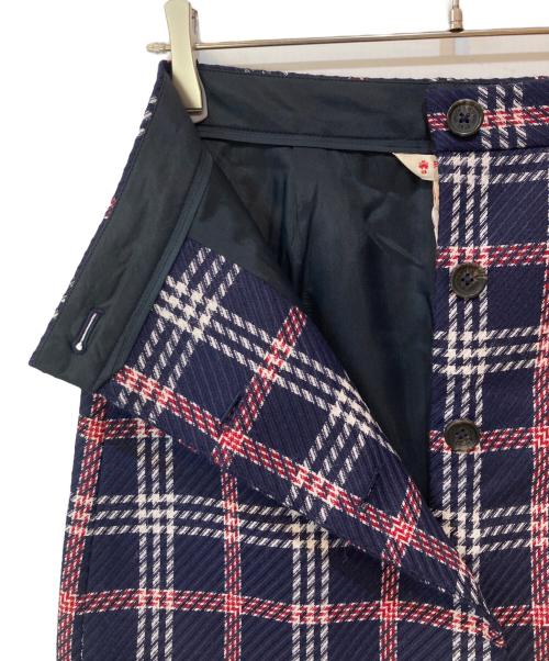 BROOKS BROTHERS Red Fleece（ブルックスブラザーズレッドフリース）BROOKS BROTHERS Red Fleece (ブルックスブラザーズレッドフリース) フロントボタンチェックスカート ネイビーの古着・服飾アイテム