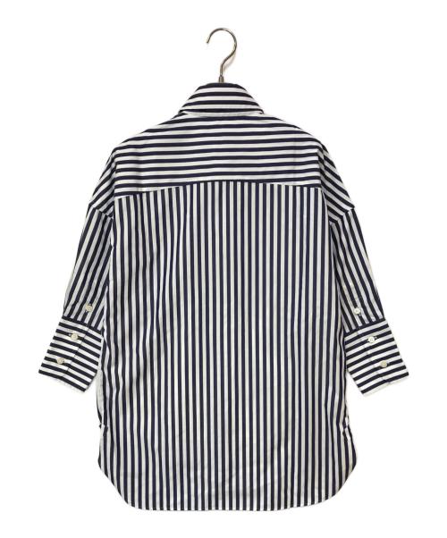 MADISON BLUE（マディソンブルー）MADISON BLUE (マディソンブルー) J.BRADLEY CUFF SH L.STRIPE ホワイト×ネイビー サイズ:01(S)の古着・服飾アイテム