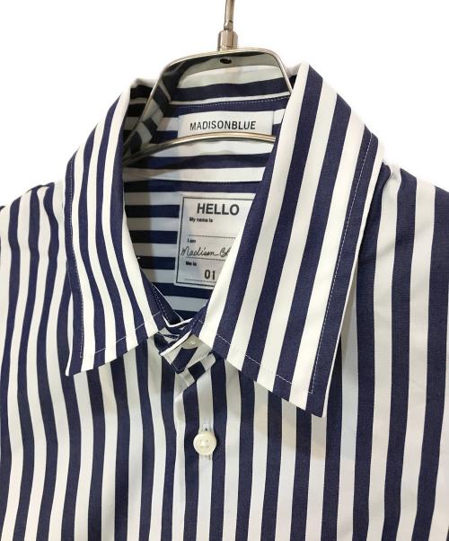 MADISON BLUE（マディソンブルー）MADISON BLUE (マディソンブルー) J.BRADLEY CUFF SH L.STRIPE ホワイト×ネイビー サイズ:01(S)の古着・服飾アイテム
