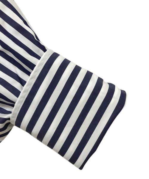 MADISON BLUE（マディソンブルー）MADISON BLUE (マディソンブルー) J.BRADLEY CUFF SH L.STRIPE ホワイト×ネイビー サイズ:01(S)の古着・服飾アイテム