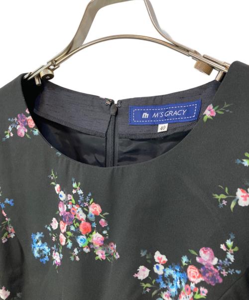 M'S GRACY（エムズグレイシー）M'S GRACY (エムズグレイシー) 花柄ノースリーブワンピース ブラック サイズ:40の古着・服飾アイテム